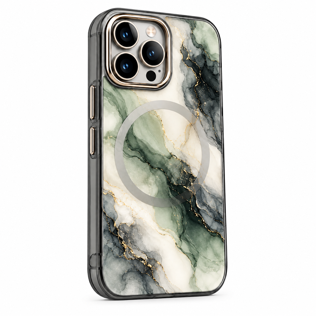 Sage & Smoke Marble Magnetic Phone Case — close-up