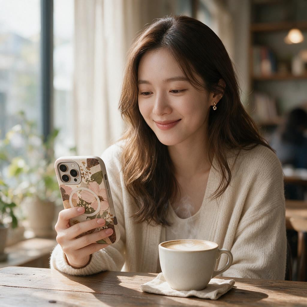 Pressed Bloom Botanical Magnetic Phone Case — lifestyle view