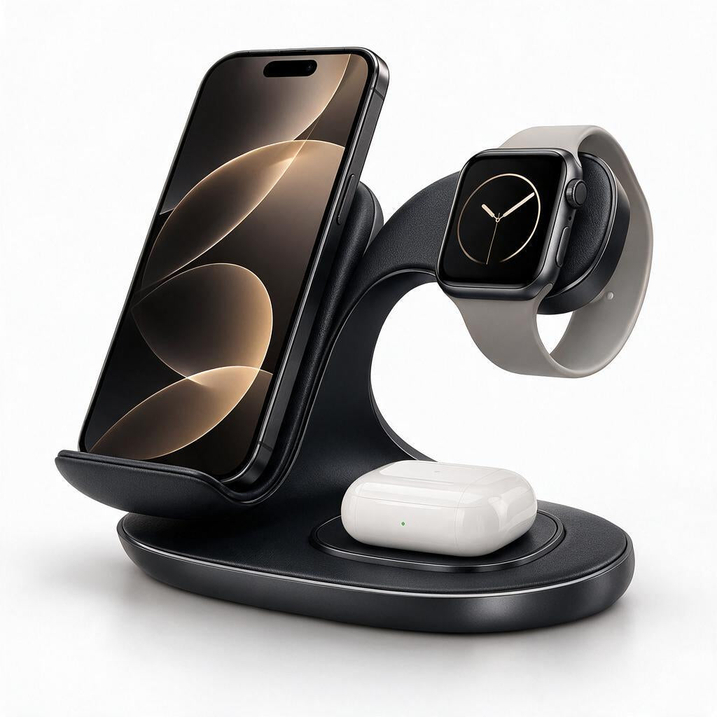 Sculpted Cream 3-in-1 Wireless Charging Station — color styling reference