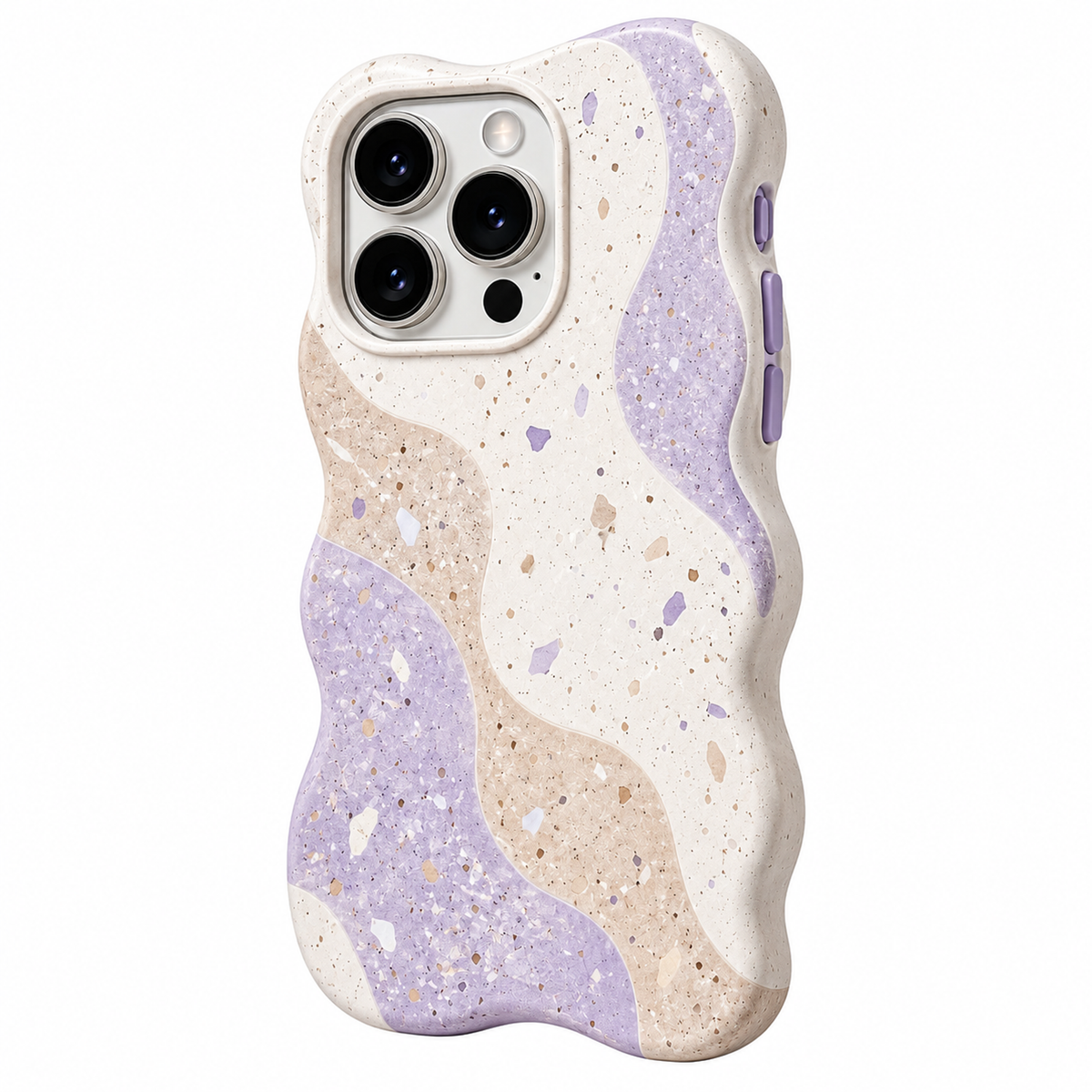 Lilac Terrazzo Sculpted Wave Phone Case — close-up