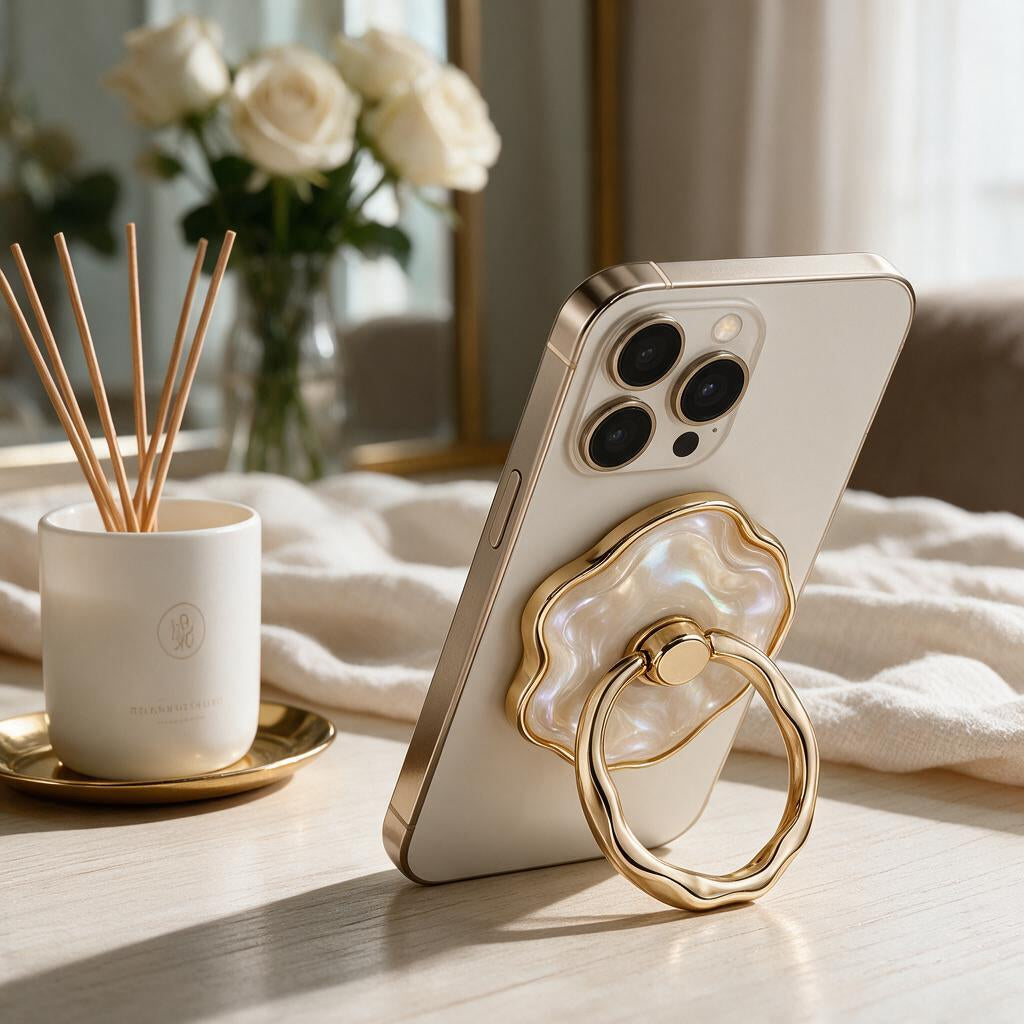 Pearlized Sculpted Magnetic Ring Grip — lifestyle view