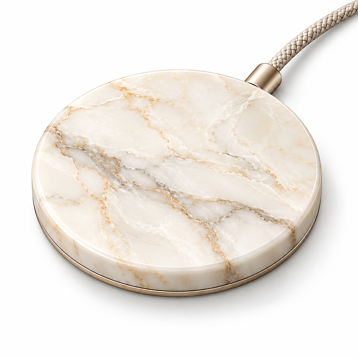 Ivory Marble Wireless Charging Pad — close-up