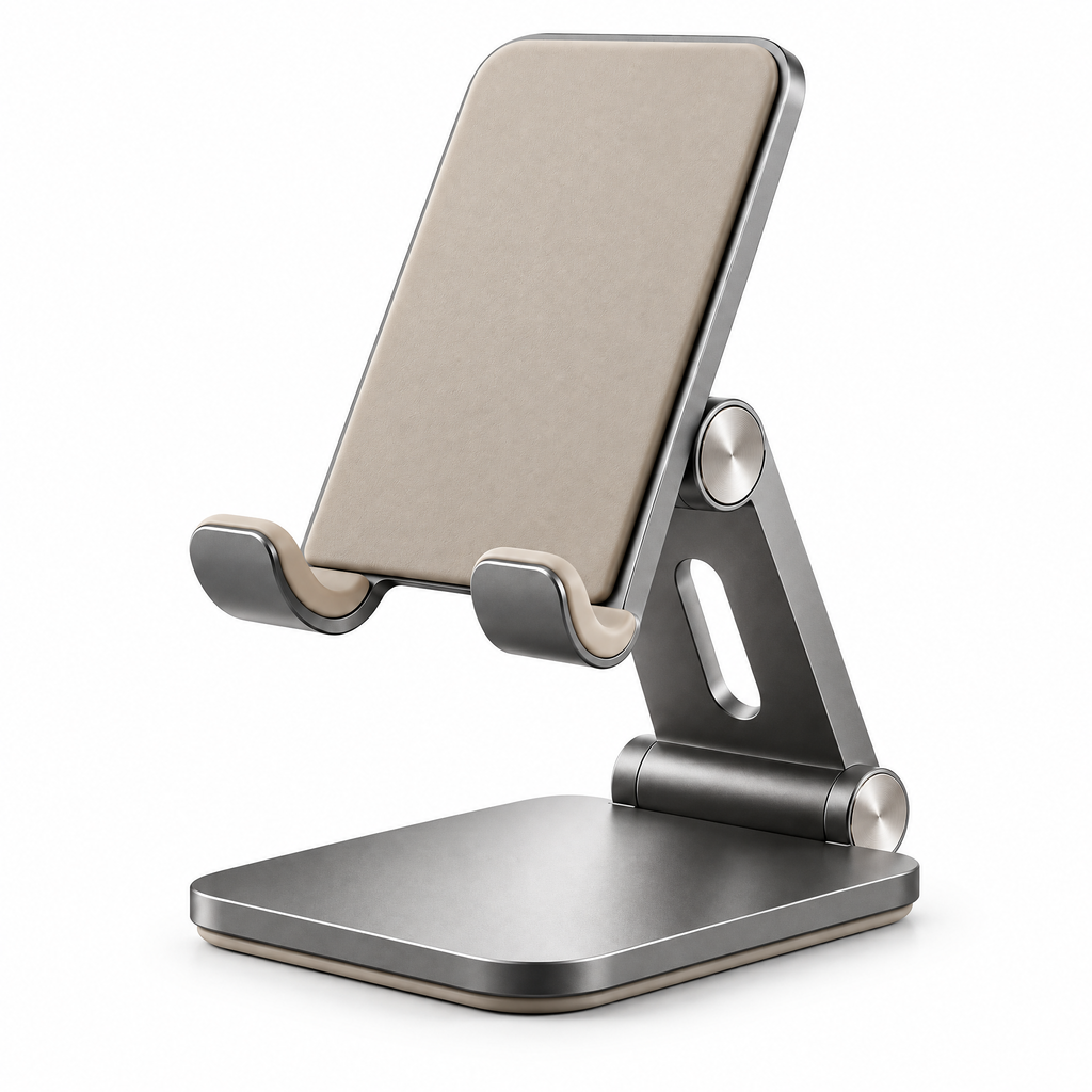 Graphite & Sand Adjustable Desktop Phone Stand — close-up
