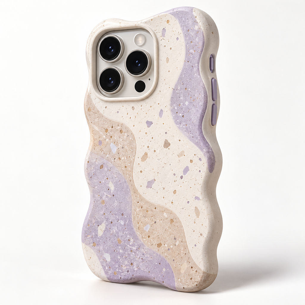 Lilac Terrazzo Sculpted Wave Phone Case — main view