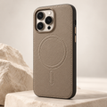 Taupe Pebbled Leather-Look Magnetic Phone Case — main view